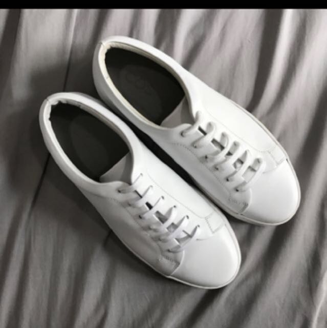 COS White Leather Sneakers, Men's 