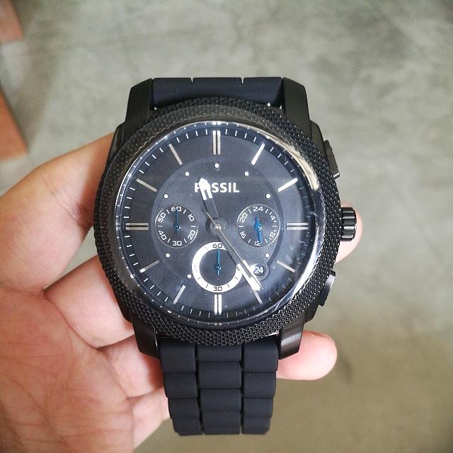 machine chronograph black silicone watch