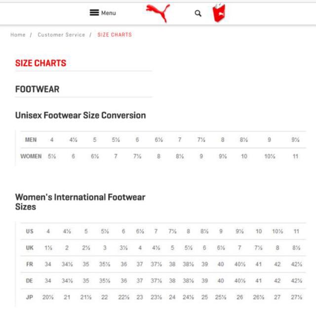 Puma basket heart best sale sizing review