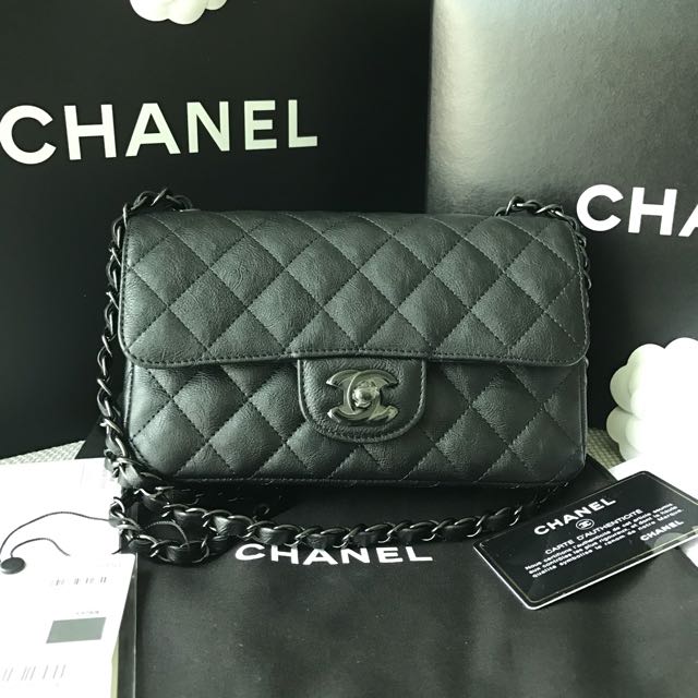 chanel mini rectangular so black bag