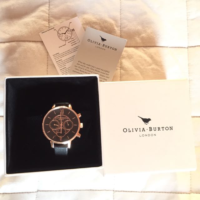Olivia Burton Chrono Detail Dot Design Black And Rose Gold Watch Women S Fashion Women S Accessories On Carousell