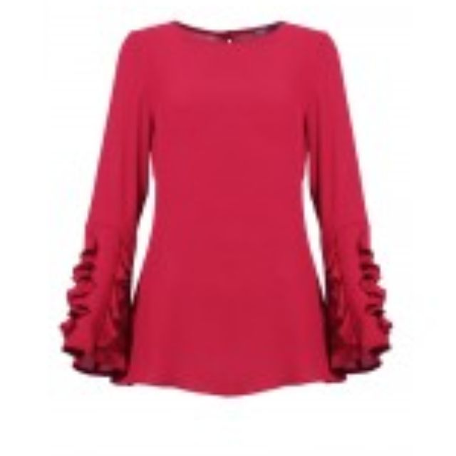 burgundy ruffle shirt