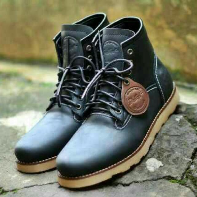 Sepatu Boot Kulit Pria Kulit Sapi Asli 39 43 Net N Free Ongkir Fesyen Pria Sepatu Di Carousell