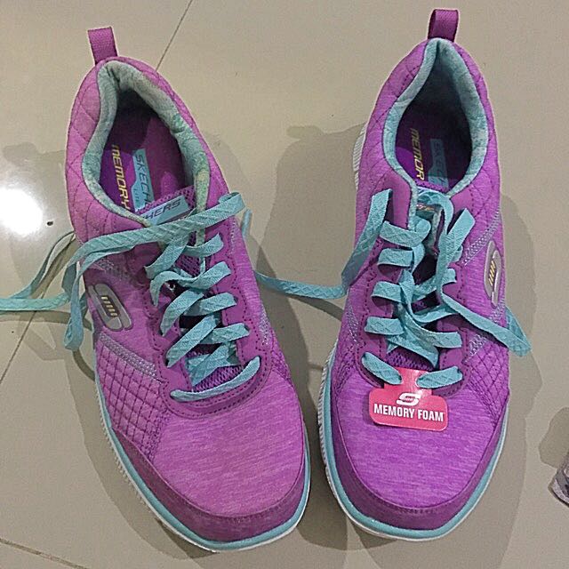 purple skechers memory foam