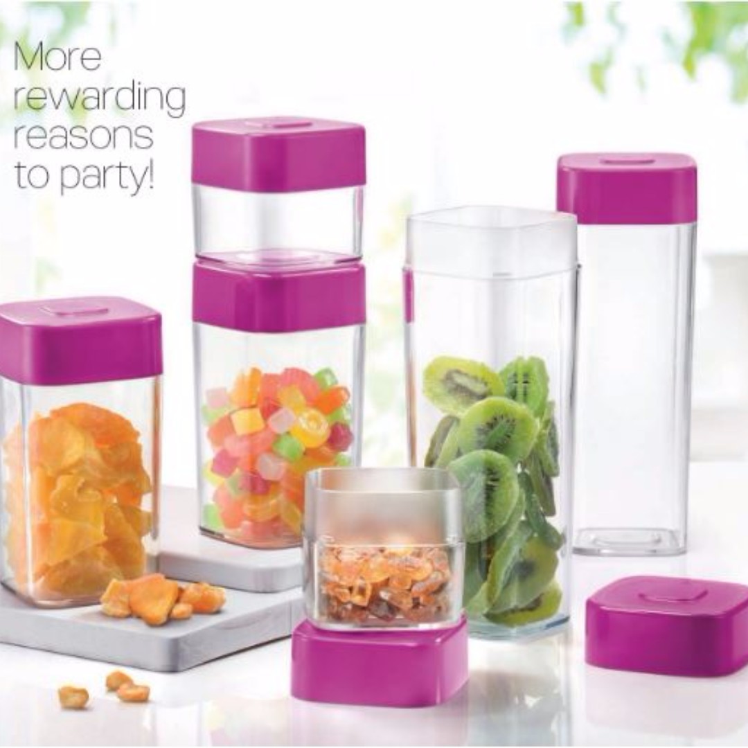 Tupperware Premium Canister Set (2) 840ml, Furniture & Home Living ...