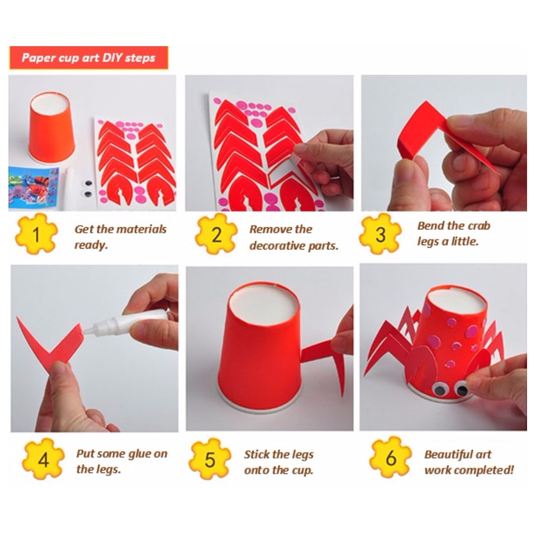 Cartoon paper cup art - Children DIY craft / goodie bag / party pack ...