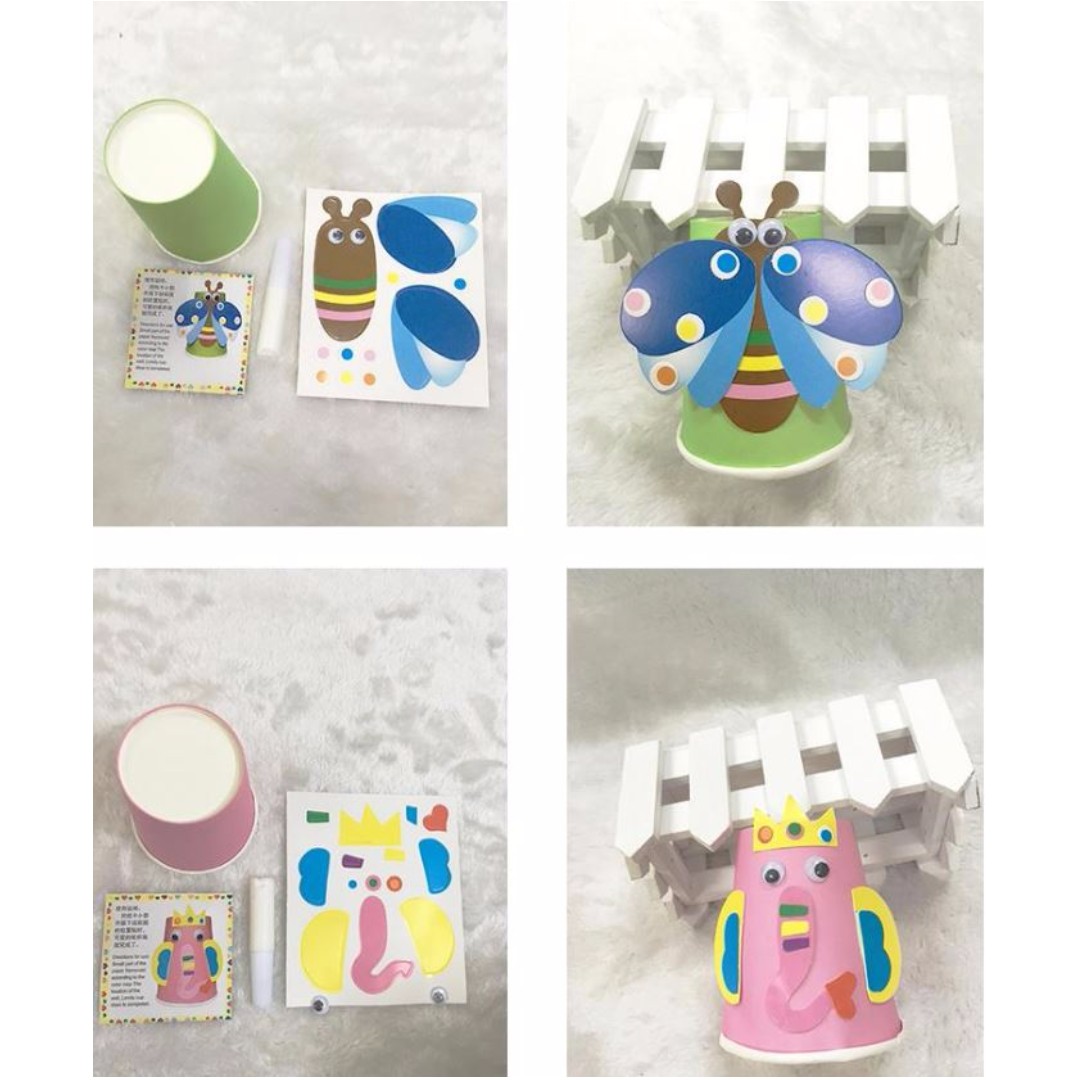 Cartoon paper cup art - Children DIY craft / goodie bag / party pack ...