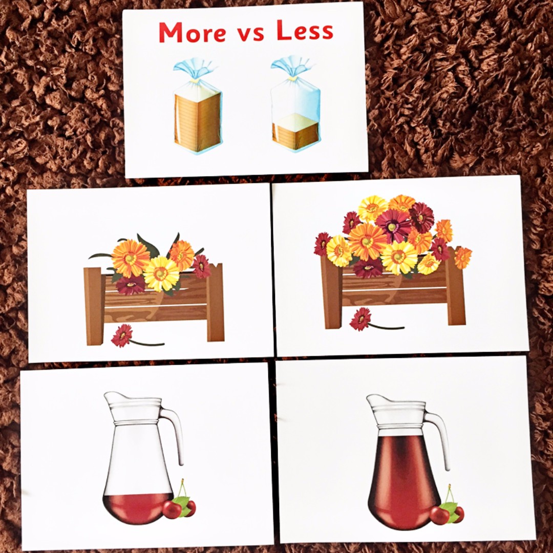 More vs Less Flashcards (shichida, heguru, right brain training, flashcards), Babies & Kids on