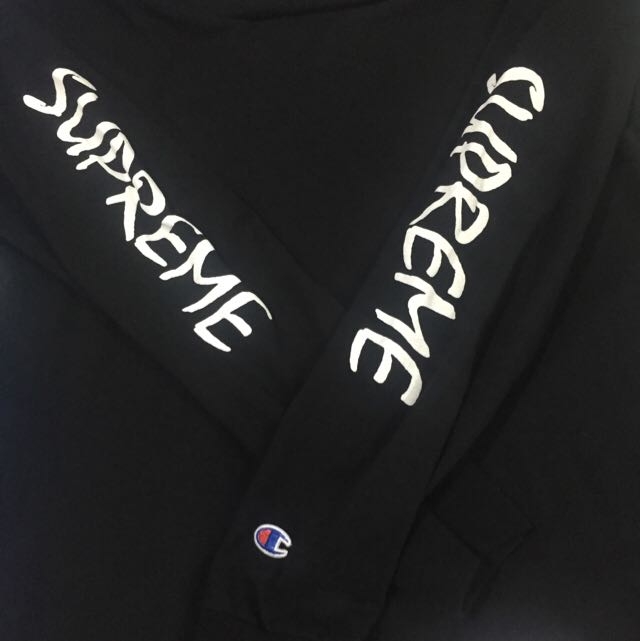 supreme x champion ls tee white