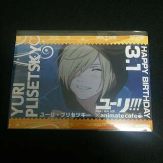 Yuri on Ice Animate Cafe Yuri Plisetsky Birthday Card