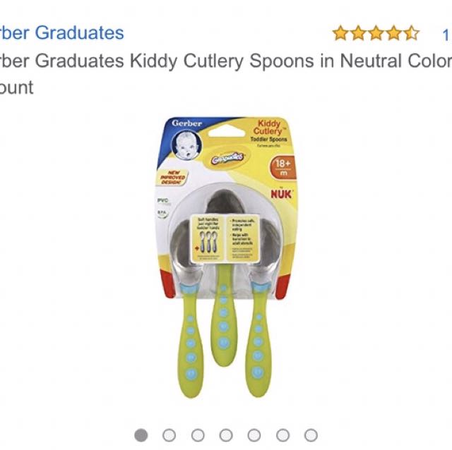 Gerber Graduates Kiddy Cutlery Spoons in Neutral Colors 3 count