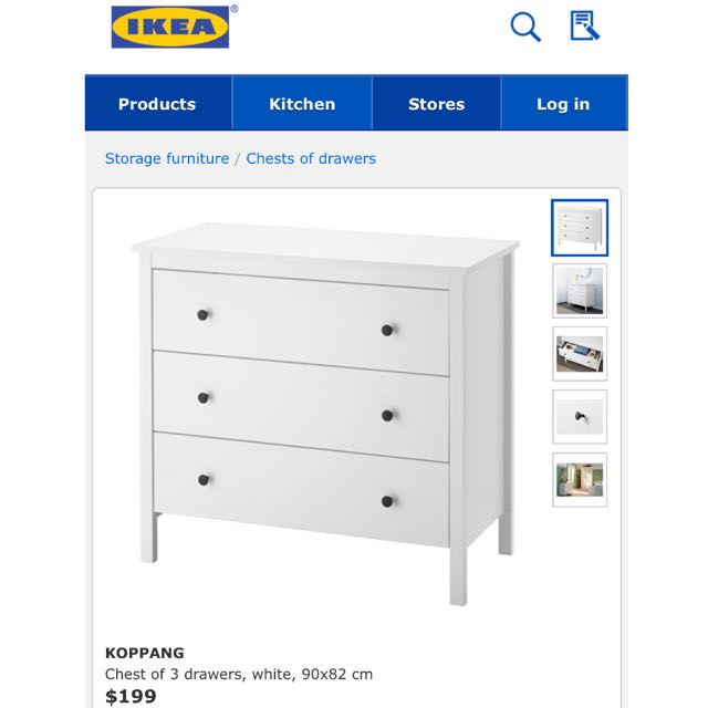 Ikea Koppang 3 Chest Cabinet Drawer Storage Furniture Shelves