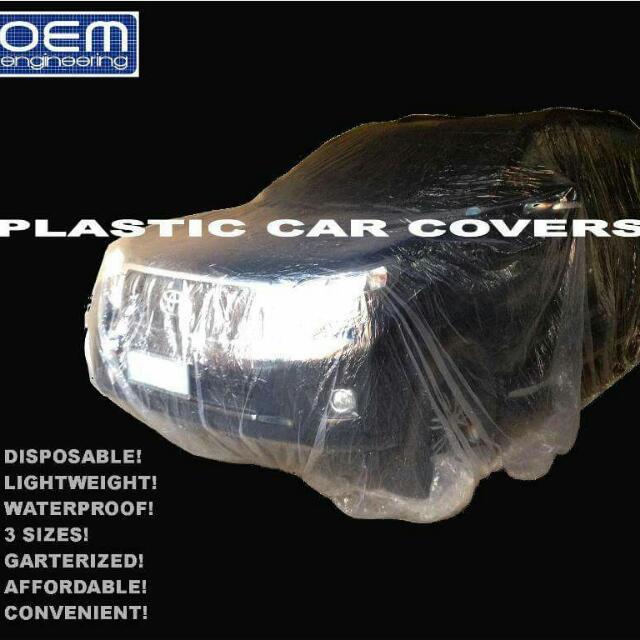 OEM Engineering Disposable Plastic Car Cover (Category: Car Parts & Accessories) located in Quezon City. Submitted by thegaragemanila (Listing ID 98852118, Image 1). Description: OEM Engineering DISPOSABLE PLASTIC CAR COVERS 3 sizes: Small PhP340.00/pc. * fits all small to large sedans * may have a bit of slack for really small sedans * 6meters X 3.5meters Medium PhP405.00/pc. * fits most minivans or very large sedans * 6.6meters X 3.8meters Larg
