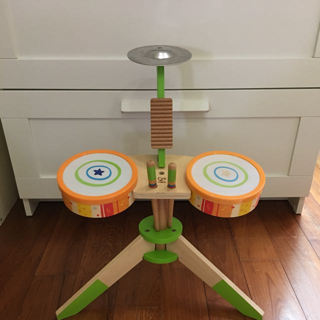 wooden drum kit toy