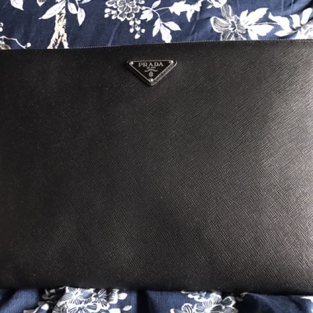 [instock] Prada Document Holder / Bag Black, Men's Fashion, Bags, Belt