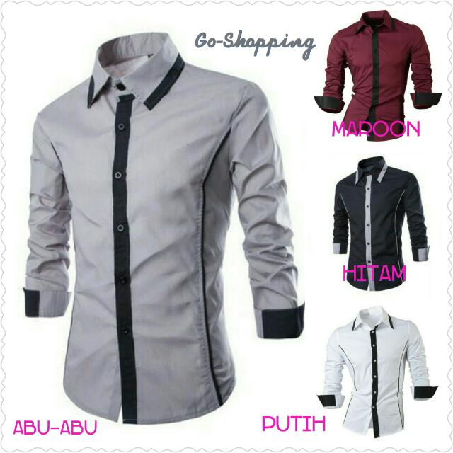 Kemeja Polos Pria Slimfit Lengan Panjang Variasi Keren Olshop Fashion Olshop Pria Di Carousell