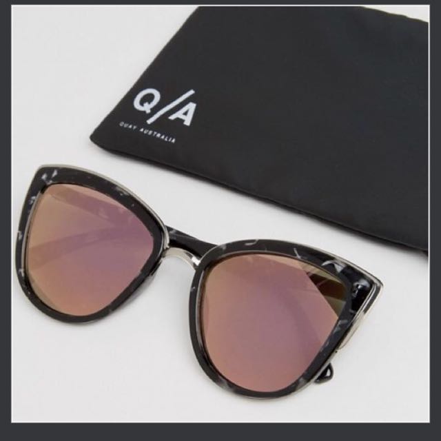 Quay Australia My Girl Mirror Cat Eye Sunglasses Pink Lens Shay