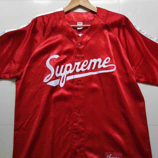 supreme baseball jersey red