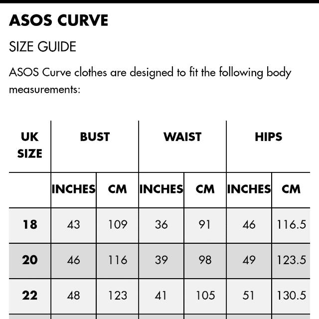 asos curve sizing