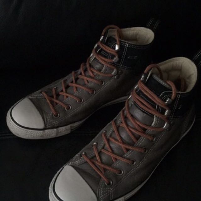 converse high tops leather padded collar