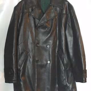 Genuine Italian Leather Double Breasted Men's Trench Coat Size XL
