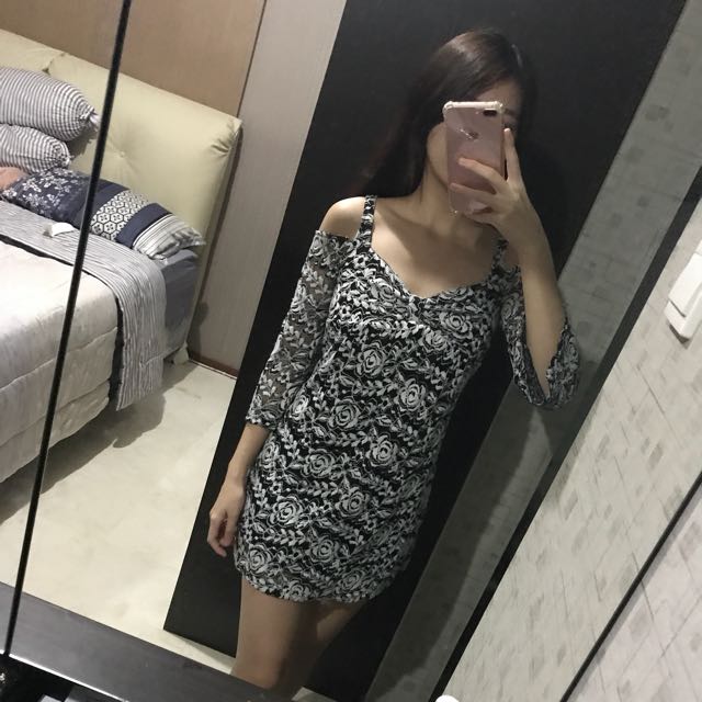 Black White Cute Sexy Dress, Fesyen 