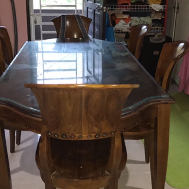 Meja Makan Jati 6 Kerusi Home Furniture Furniture On Carousell