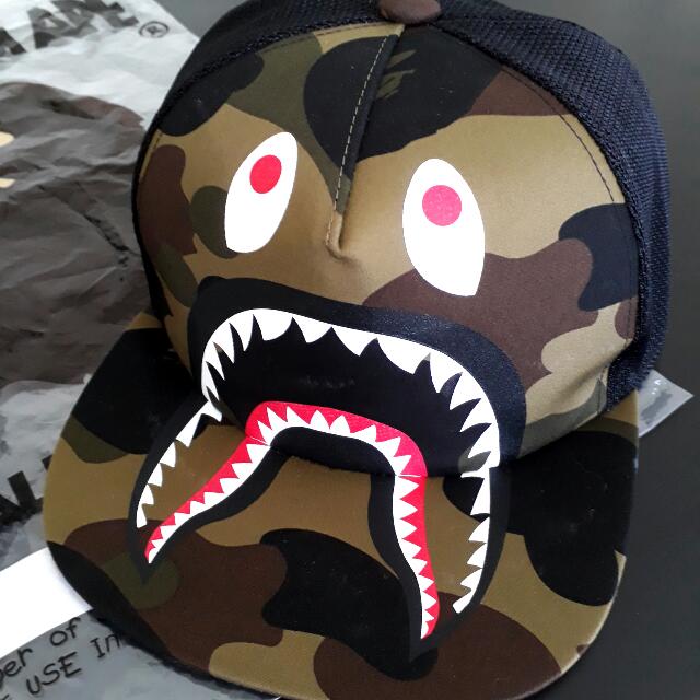 RARE Bape Shark Camo Snap Back Hermes Prada Balenciaga Ysl Burberry Gucci Ferragamo Lv Michael Kors Coach Kate Spade Mcm Fendi Louis