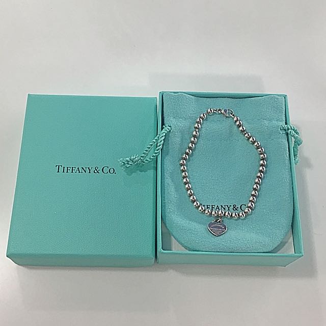 return to tiffany mini heart tag in sterling silver on a bead bracelet