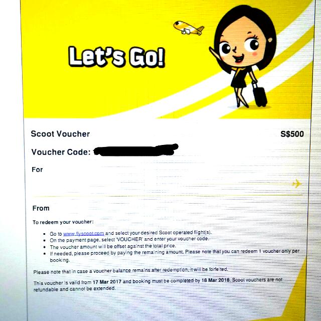 Scoot Airline Voucher, Tickets & Vouchers, Vouchers on Carousell