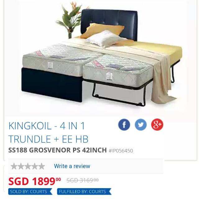 King koil pull out outlet bed