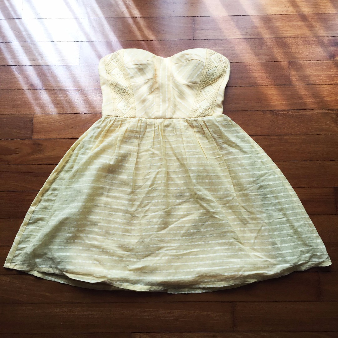 Modcloth Minuet Yellow Strapless Dress Size S Women S Fashion Clothes Dresses Skirts On Carousell
