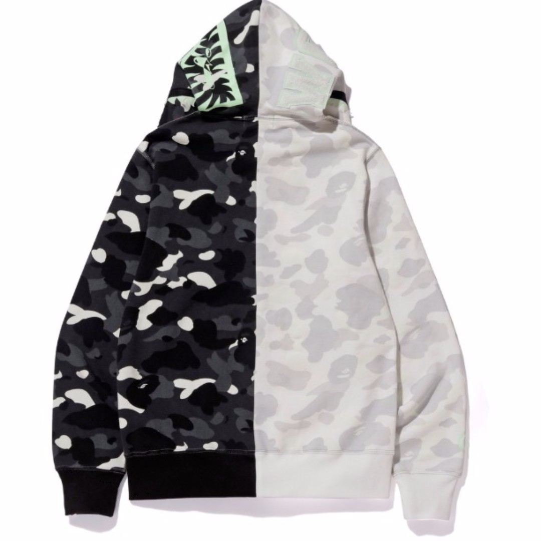 city camo half shark full zip hoodie
