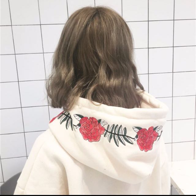 Off white rose embroidered hoodie on sale