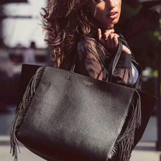 Victoria secret black tassel bag top