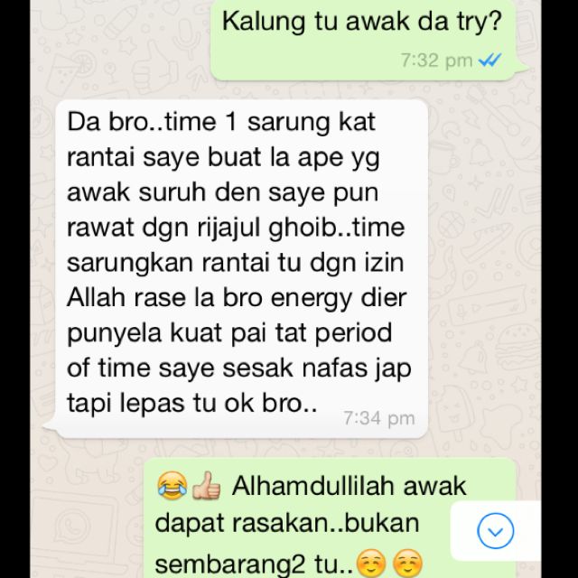 Alhamdullilah Feedback Tentang Kalung Perisai Wali 7 Sakti Alhamdullilah Dia Dapat Rasakan Segala Nya Dengan Izin Allah Lihat Page 1 3 Vintage Collectibles Religious Items On Carousell