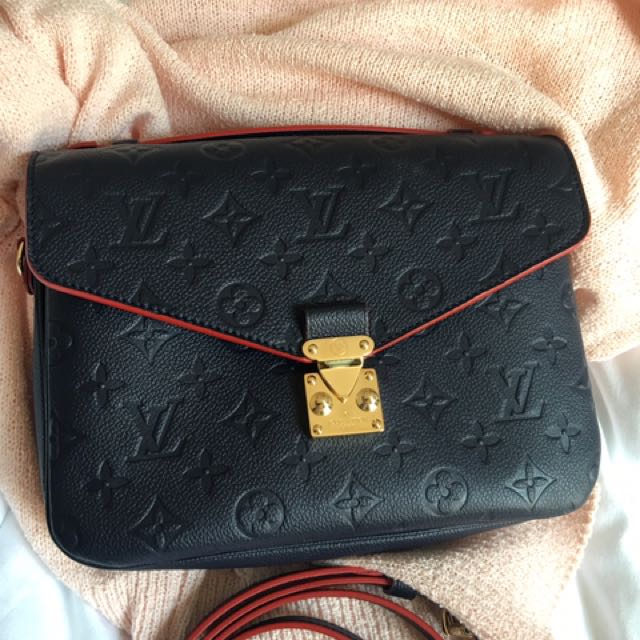 Louis Vuitton, Bags, Louis Vuitton Pochette Metis Navyred Authentic With  Box Bag Receipt Etc