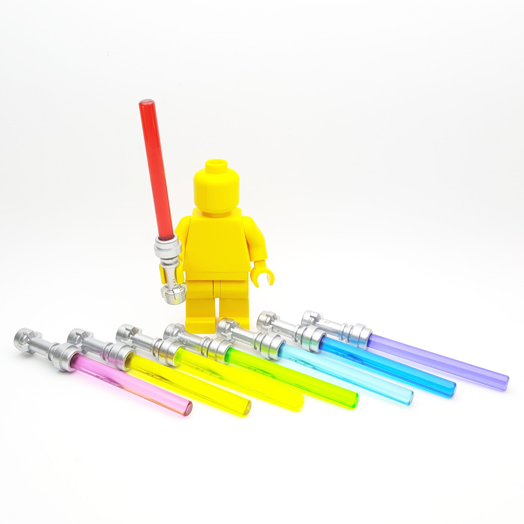NEW Lego Star Wars Minifig Trans GREEN LIGHT SABER Minifigure Jedi Weapon w//GOLD