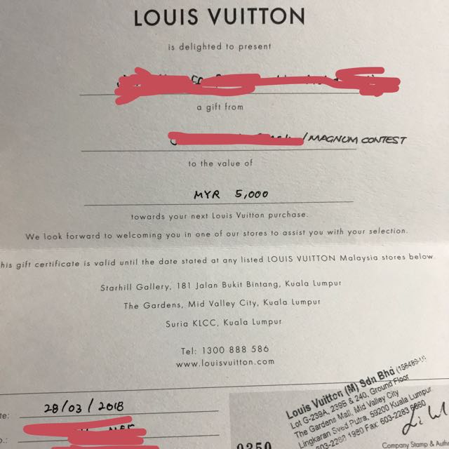 Louis Vuitton Voucher/Store Credit (LV 2020), Tickets & Vouchers, Vouchers  on Carousell