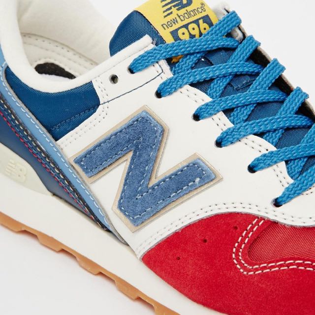new balance 996 suede red white & blue trainers