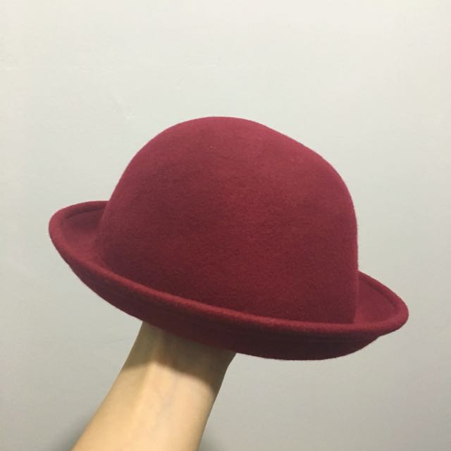 Womens red bowler hat