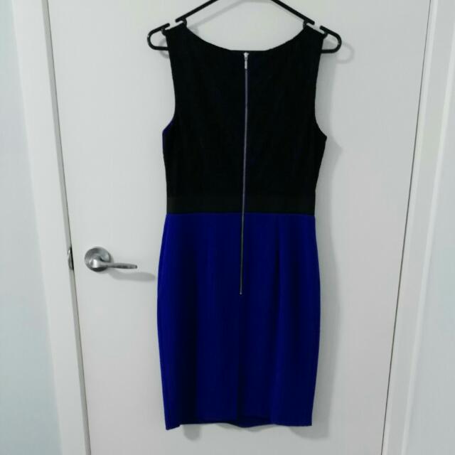 Review Size 10 Cobalt Blue And Black Lace Dress Women S Fashion