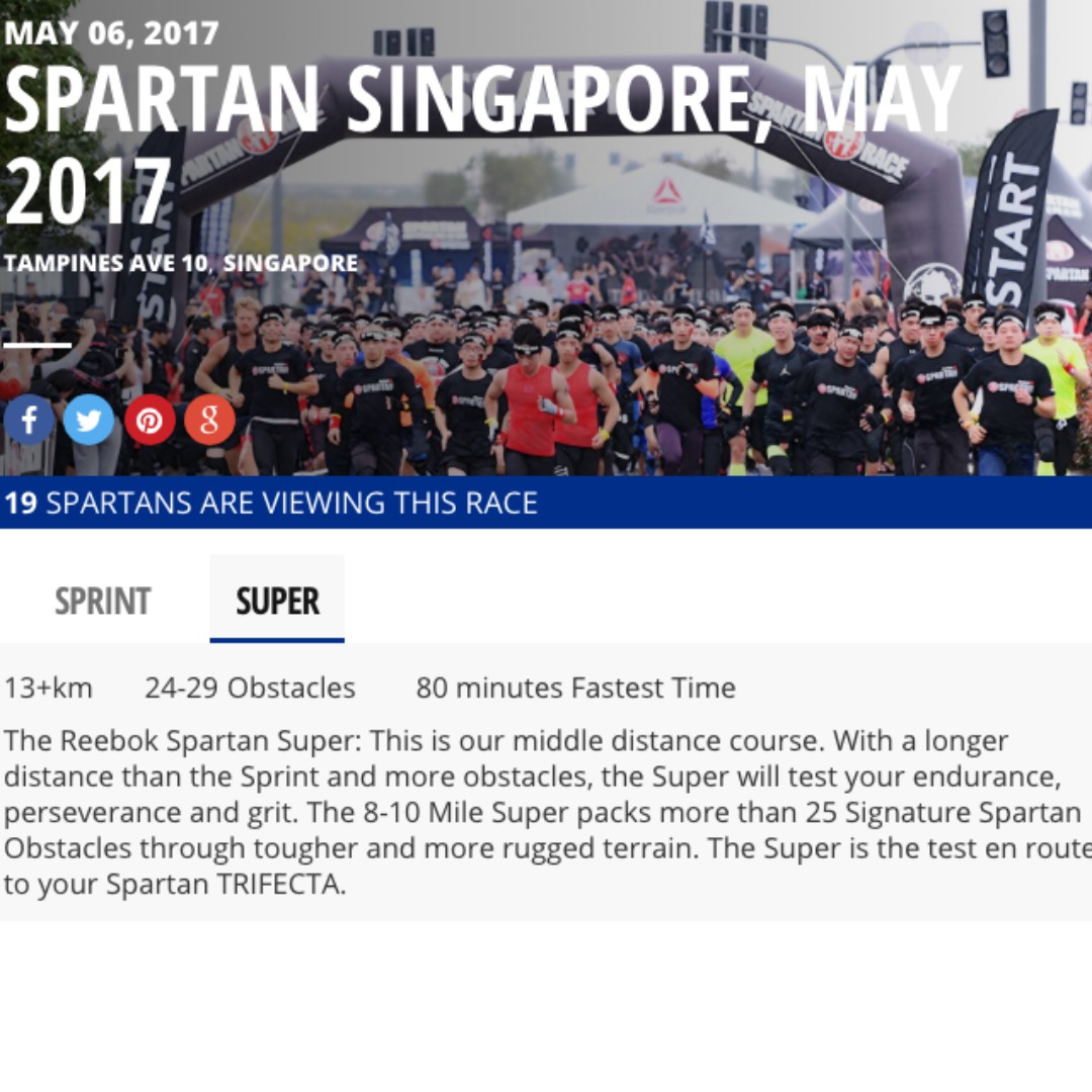 Spartan Singapore Super Race (Early Bird Ticket Price), Tickets