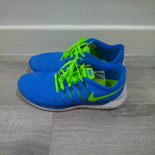 bright green running shoes