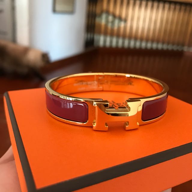Clic h yellow gold bracelet Hermès Red in Yellow gold  29777487