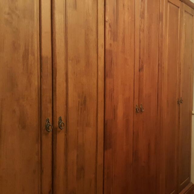 Six Door Rubber Wood Wardrobe Furniture Shelves Drawers On