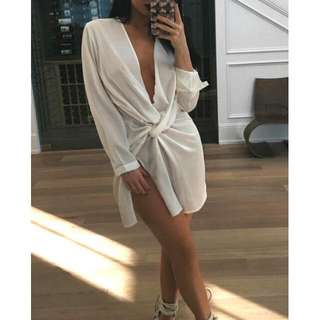 MINI SATIN DRESS - WHITE SIZE SMALL