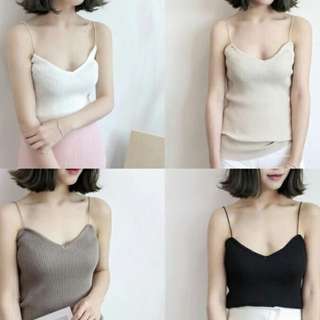 BN Basic V neck knit texture tank top in black