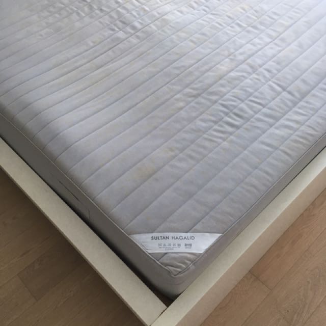 KING Size Bed Frame Mattress And Bedside Table IKEA