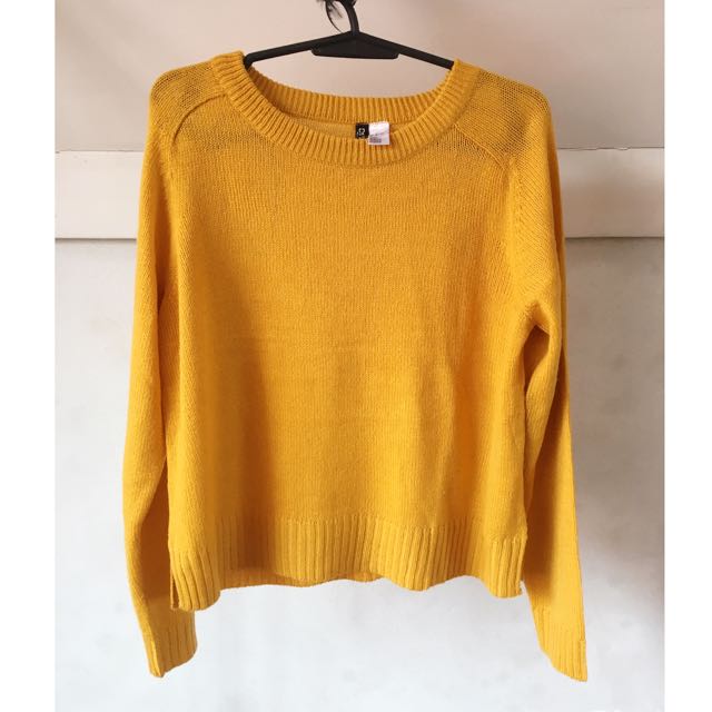 h&m divided yellow sweater